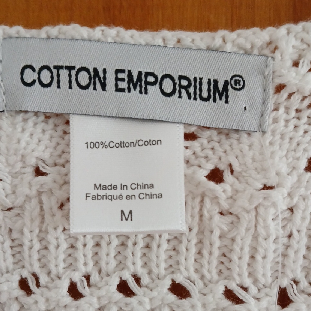 Cotton Emporium White Cropped Tie Front Tank Top M NWT - Picture 2 of 3